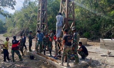 TNI AD Lanjutkan Progres Jembatan Penghubung Desa di Kecamatan Linge Aceh Tengah