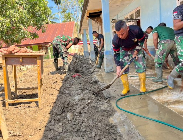 TNI AD Terjun Langsung Pulihkan Sekolah Terdampak Bencana di Aceh Tengah